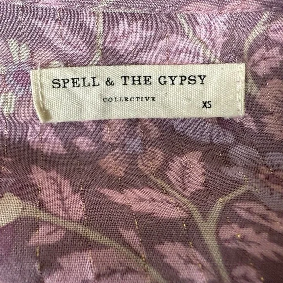 Spell & The Gypcy Collective Dahlia Mulberry Blouse Size XS Oversized Boho Pink - Picture 8 of 10